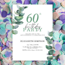 Convite de Aniversário de 60 anos com eucalipto em