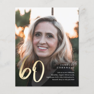 Convite de Aniversário de 60 anos com Foto Black G