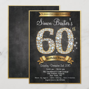 Convite de Aniversário de 60 anos com Lousa e Diam