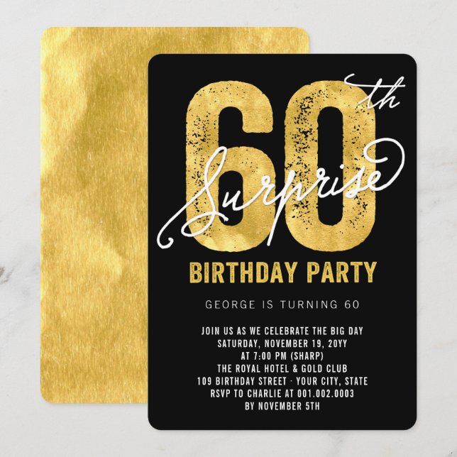 Convite de Aniversário de 60 anos com Surpresa de  (Frente/Verso)