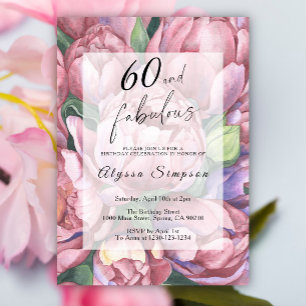 Convite de Aniversário de 60 Anos com Tema Floral