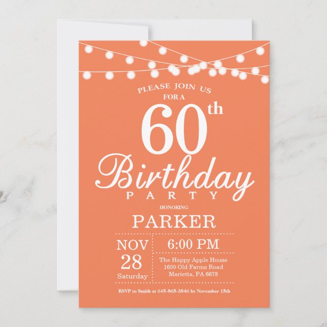 Convite de Aniversário de 60 anos Coral (Frente)