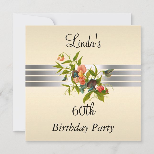 Convite de Aniversário de 60 anos Cream (Frente)