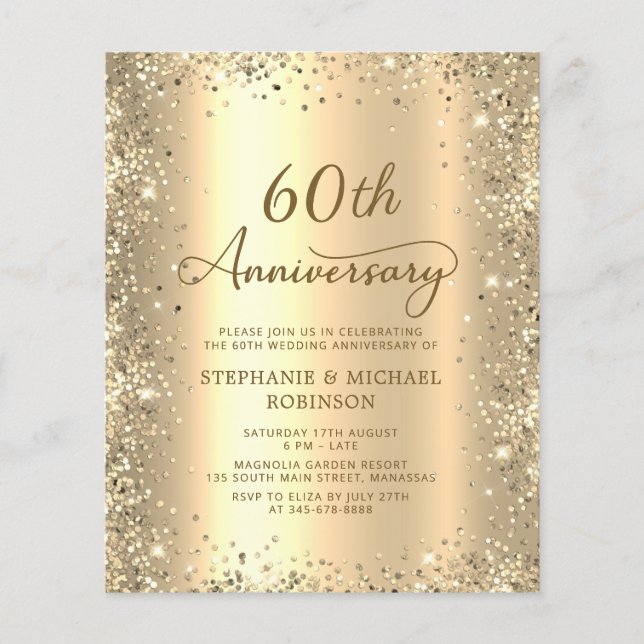 Convite de Aniversário de 60 Anos de Casamento Bud (Frente)