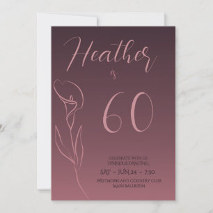 Convite de Aniversário de 60 anos Elegante Floral