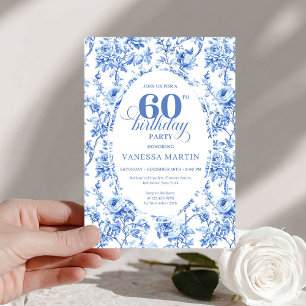 Convite de Aniversário de 60 anos Elegante Toile d