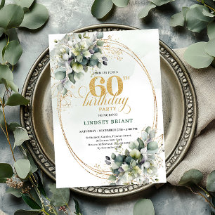 Convite de Aniversário de 60 anos em Aquarela Dust
