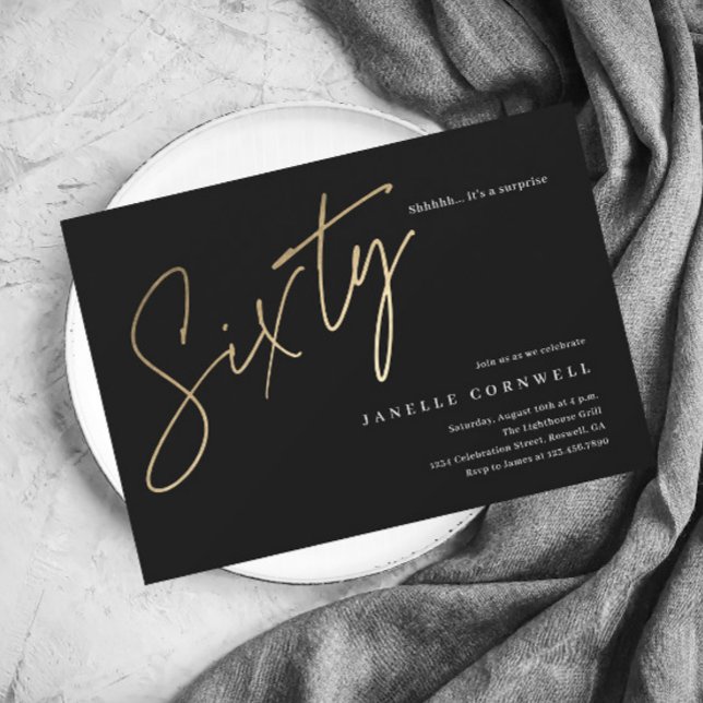 Convite de Aniversário de 60 anos em Script Orçame (Criador carregado)