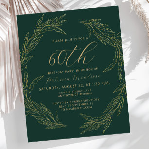 Convite de Aniversário de 60 anos Emerald Green Go