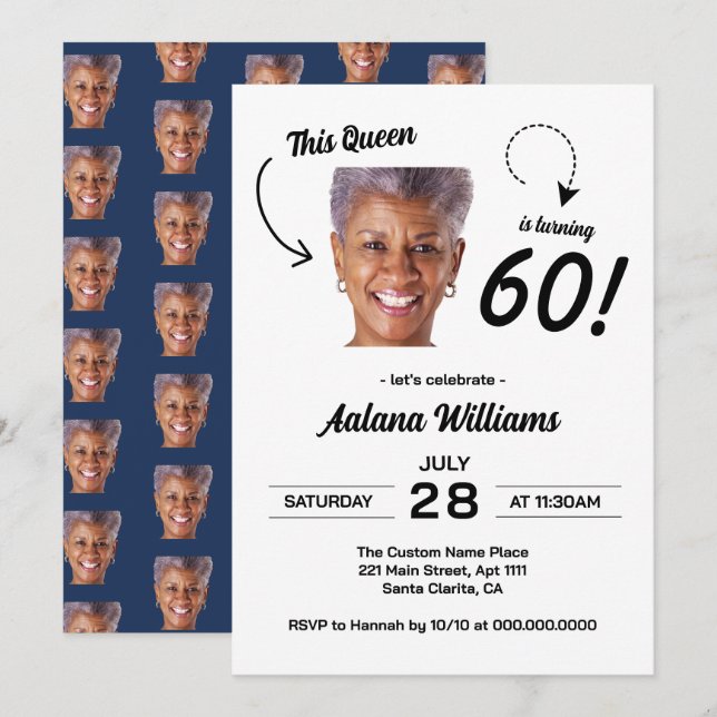 Convite de Aniversário de 60 Anos Engraçado com Fo (Frente/Verso)