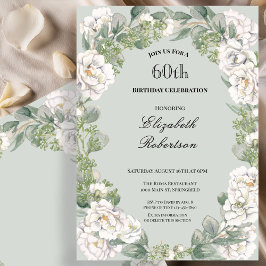 Convite de Aniversário de 60 Anos Feminino Floral 