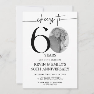 Convite de Aniversário de 60 Anos Foto Simples