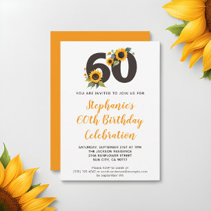 Convite de Aniversário de 60 Anos Girassol Elegant