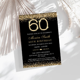 Convite de Aniversário de 60 anos Gold Diamonds