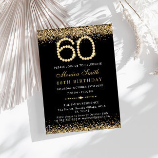 Convite de Aniversário de 60 anos Gold Diamonds
