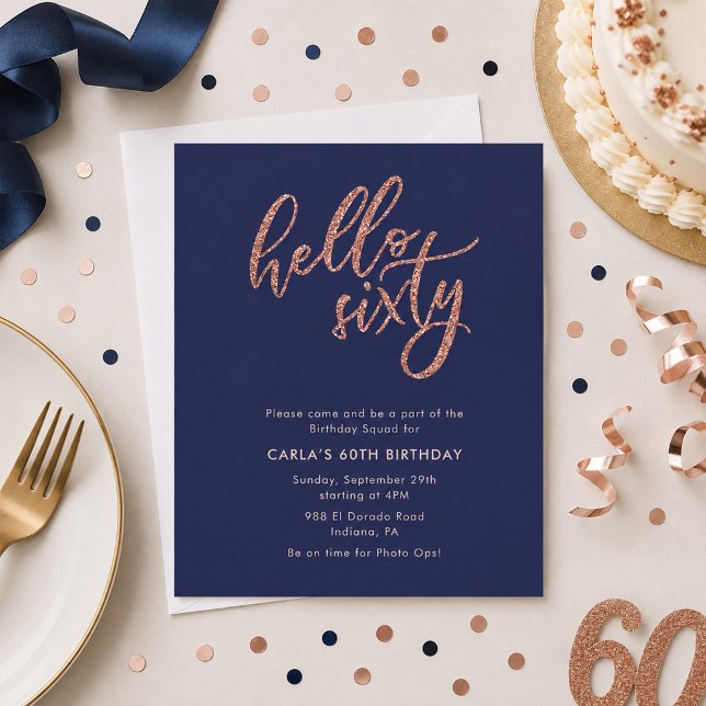 Convite de Aniversário de 60 anos Hello Sixty (Criador carregado)