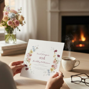 Convite de Aniversário de 60 anos Jardim Floral El