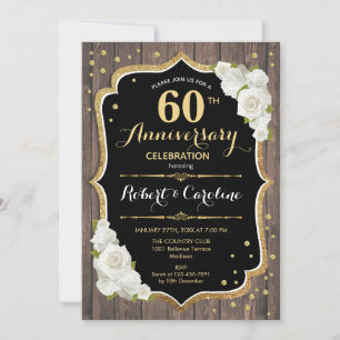 Convite de Aniversário de 60 anos - Madeira Rústic