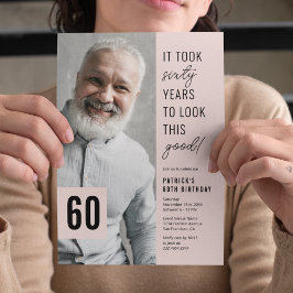 Convite de Aniversário de 60 Anos Moderno com Foto