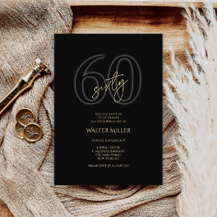 Convite de Aniversário de 60 Anos Moderno Ouro Pre