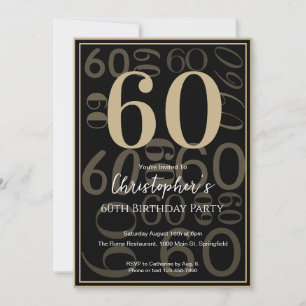 Convite de Aniversário de 60 Anos Moderno Preto Do