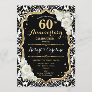 Convite de Aniversário de 60 anos - Preto Branco D