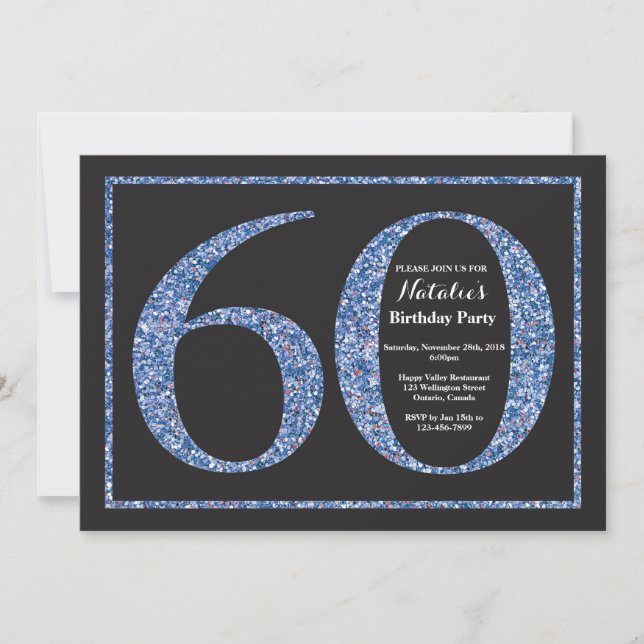 Convite de Aniversário de 60 anos Quadro Negro Bri (Frente)