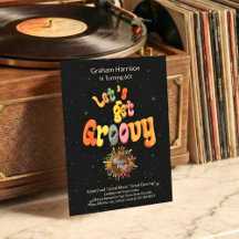 Convite de Aniversário de 60 anos Retro Groovy