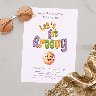 Convite de Aniversário de 60 anos Retro Groovy