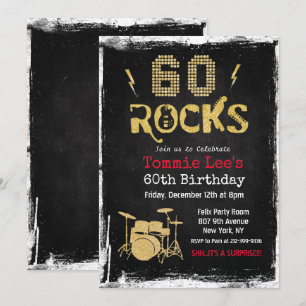 Convite de Aniversário de 60 Anos Rockstar Guitar