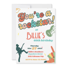 Convite de Aniversário de 60 Anos Rockstar Guitar