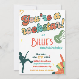 Convite de Aniversário de 60 Anos Rockstar Guitar 