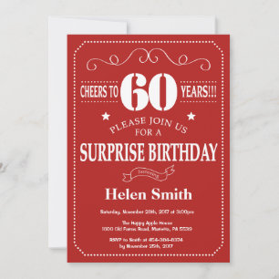 Convite de Aniversário de 60 anos Surpresa Vermelh
