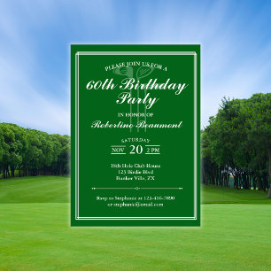 Convite de Aniversário de 60 Anos Tema de Golfe Cl