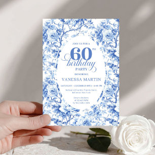 Convite de Aniversário de 60 Anos Toile de Rosas A