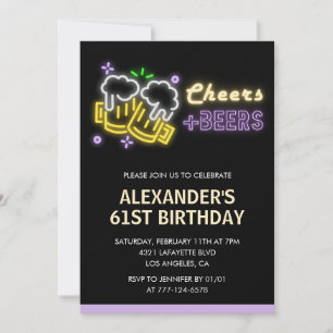 Convite de aniversário de 61 anos da cerveja adult