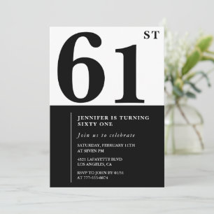 Convite de aniversário de 61 anos elegante para mu