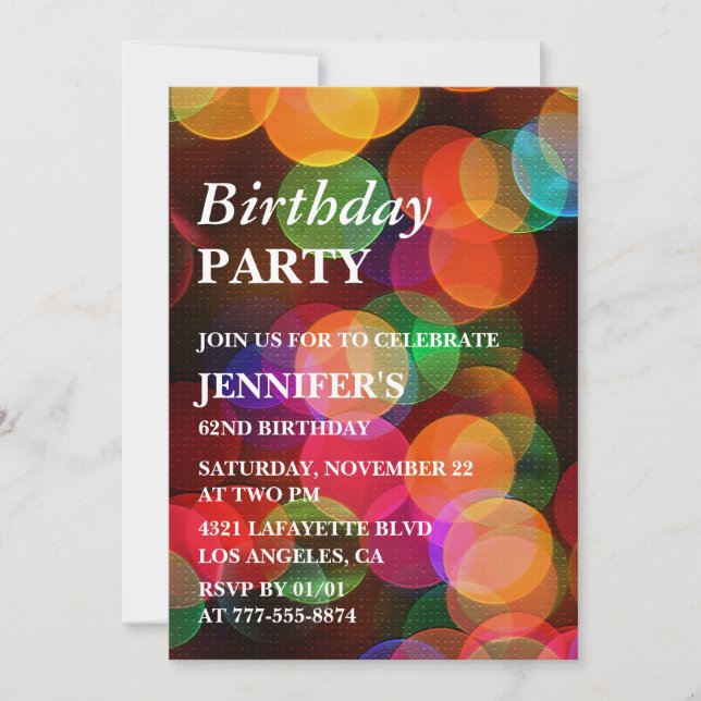 convite de aniversário de 62 anos Confetes Colorid (Frente)