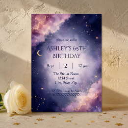 Convite de Aniversário de 65 anos Celestial Clássi