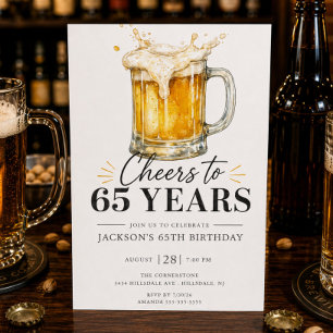 Convite de Aniversário de 65 Anos Cheers