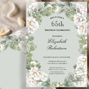 Convite de Aniversário de 65 Anos Feminino Floral
