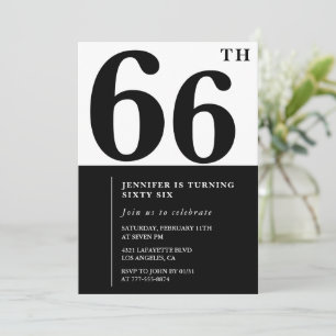 Convite de aniversário de 66 anos elegante para mu