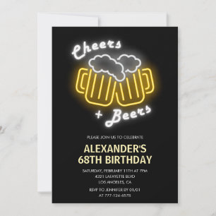 Convite de aniversário de 68 anos Cheers and Beers