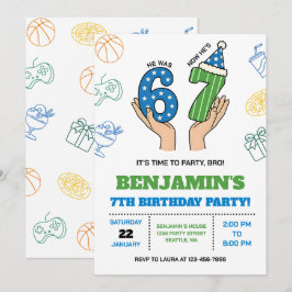Convite de Aniversário de 6-7 Anos para Meninos, M