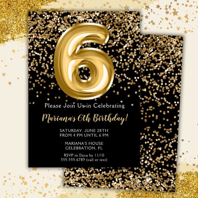 Convite de Aniversário de 6 Anos da Menina Black G (Criador carregado)