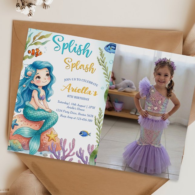 Convite de Aniversário de 6 anos da Sereia Splish  (Criador carregado)