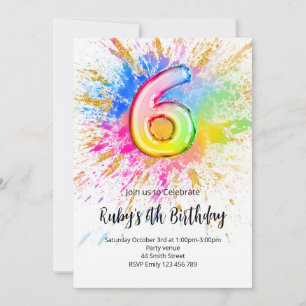 Convite de Aniversário de 6 anos do Arco-íris