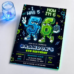 Convite de Aniversário de 6 anos do Neon Glow para