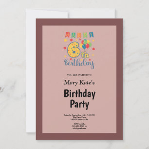 Convite de Aniversário de 6 anos Enquadrado Cinnam