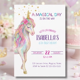 Convite de Aniversário de 6 anos para Meninas Unic